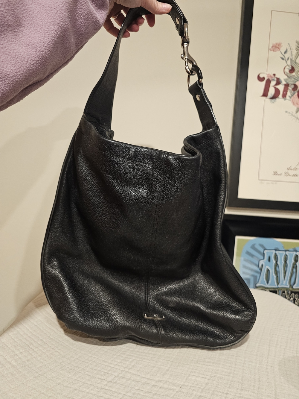 Coach F31287 Peyton Black Pebbled Leather Studded Hobo Shoulder Bag